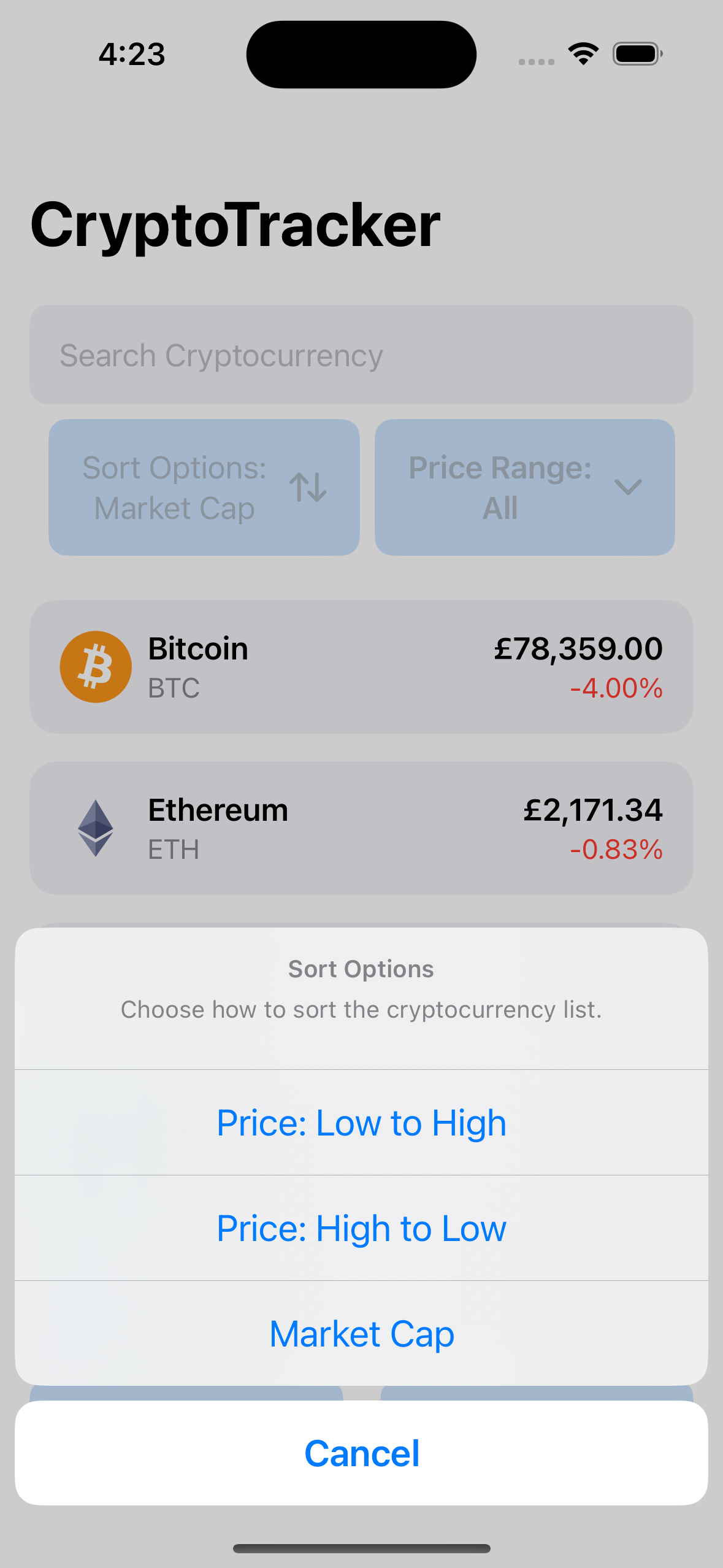 CryptoTracker Screenshot